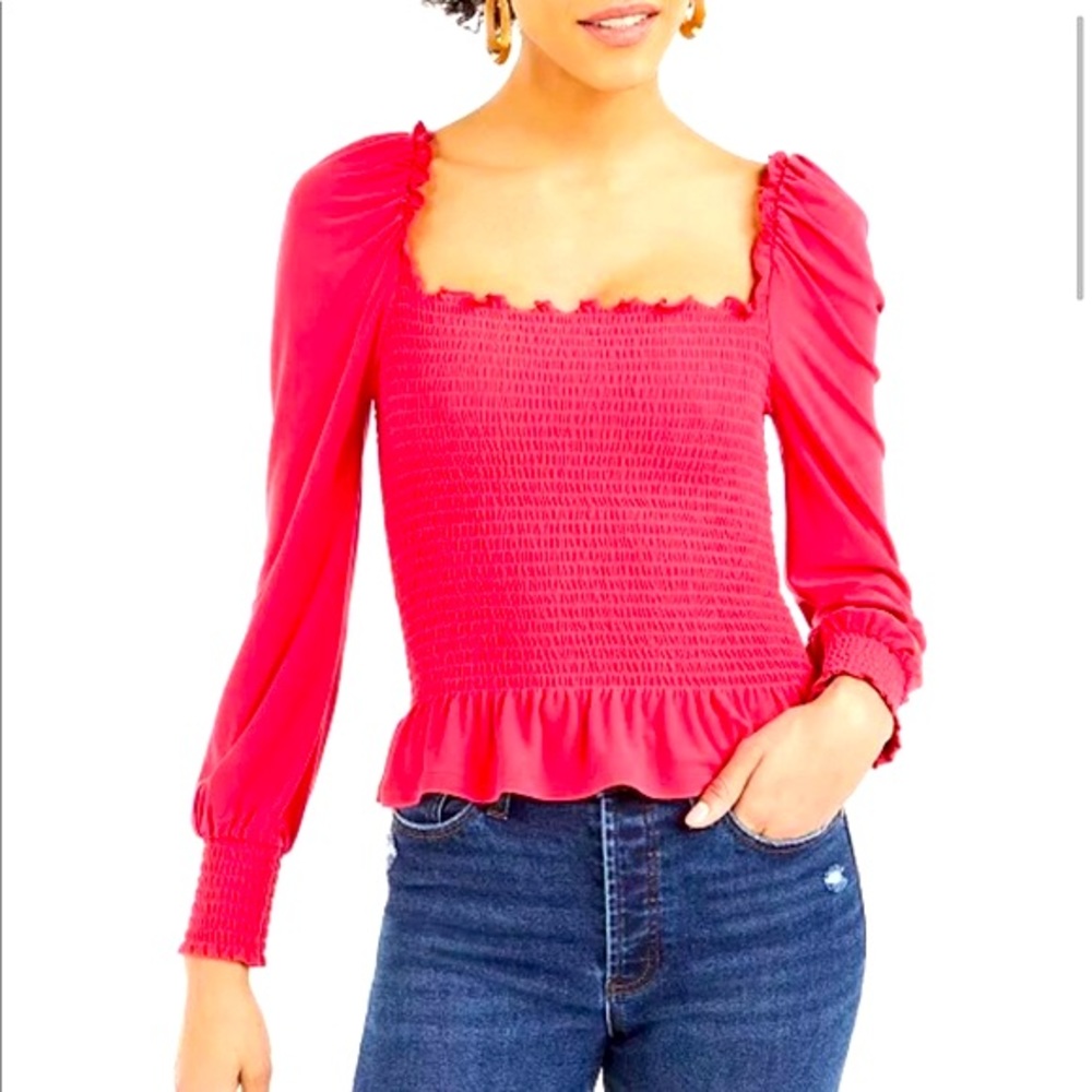 Bar Iii: Smocked Square-Neck Top, Created For Macy's